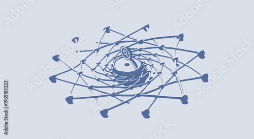 Confused head in chaos, question mark