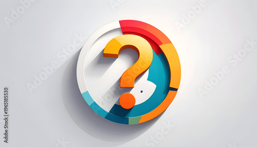 Question mark inside colorful diagram circle creative design orange and white