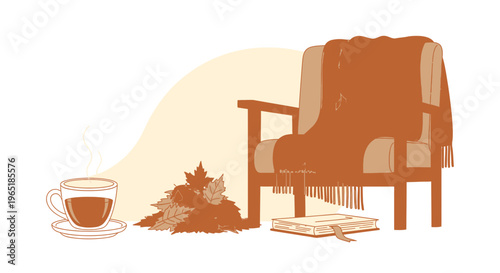 illustration of a wooden chair and table
