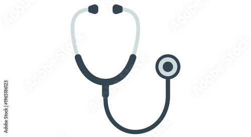 A simple illustration of a medical stethoscope on a plain white background