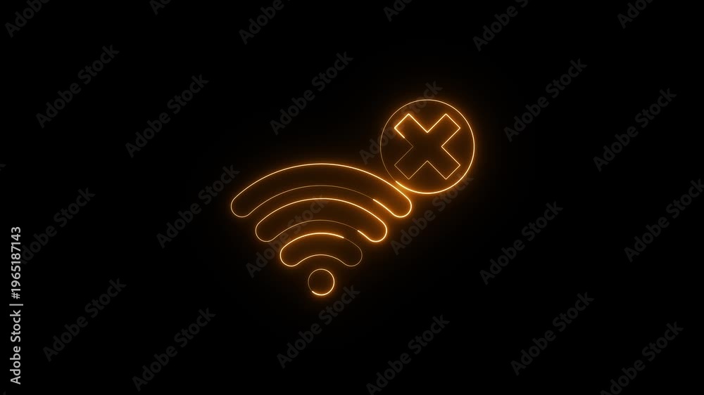 Neon, Glowing, Colorful No internet connection icon animation. No Wi-Fi ...