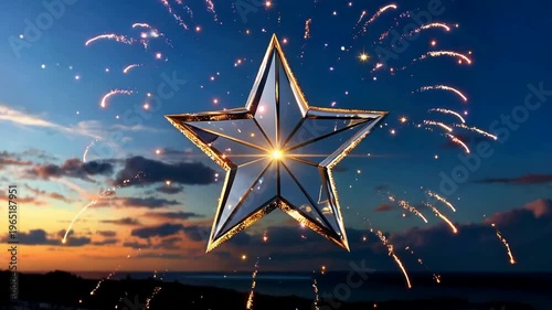 golden star on blue background