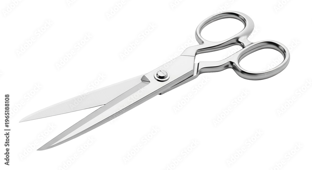 Fototapeta premium Shiny Metal Scissors Isolated on Black Background