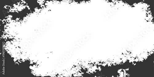 Abstract monochrome ink splatter texture frame with irregular edges. Create a stark contrast and add an organic feel with the expressive art, ideal for adding depth to any project.