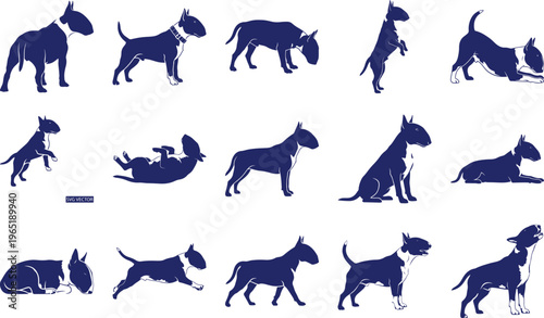Bull Terrier Silhouette Collection silhouettes isolated