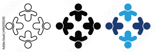 Teamwork icon set. Collaboration people connection together support partnership icons.