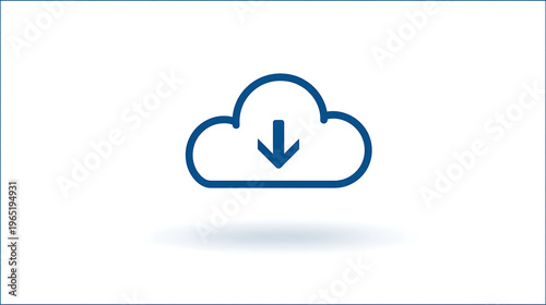 Cloud icon with download arrow on a white background