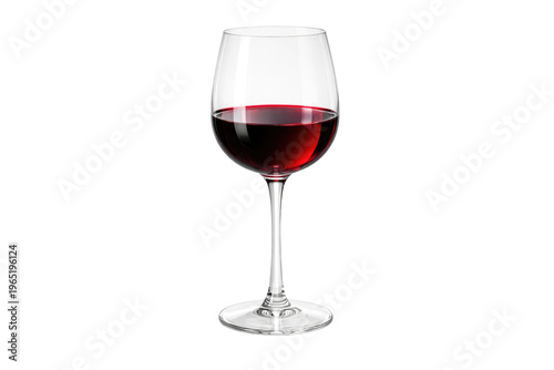 Elegant red wine glass with deep ruby liquid, crystal stemware for fine dining, sophisticated wine tasting and luxury restaurant menu concept isolated PNG with Transparent Background
