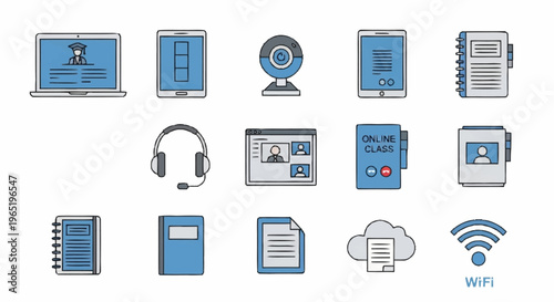 Collection of modern digital technology icons.