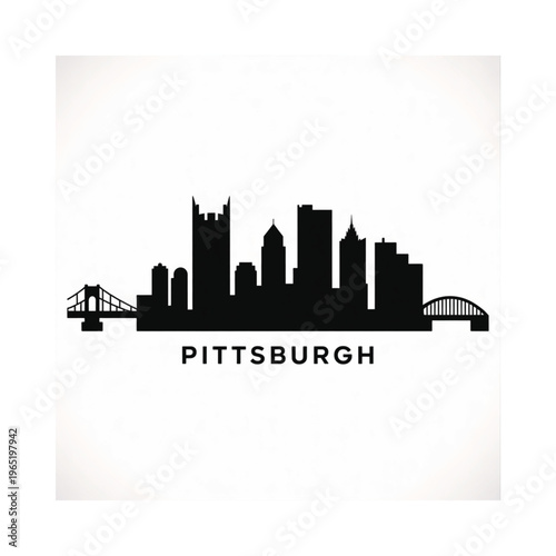 Silhouetted skyline of pittsburgh with bridges and city name