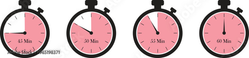 Remaining time icon set, countdown symbol collection, stopwatch and clock group for deadline, timer, alarm, reminder, schedule, waiting concept, business, and productivity design.