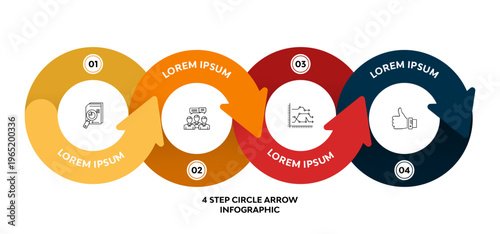 Vector infographic circle arrow 4 option step for visual presentation of business communication. Editable vector illustration.