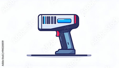 Cartoon barcode scanner illustration used for scanning price tag in market or store
