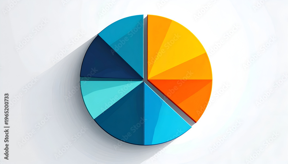 Obraz premium Colorful 3D pie chart displaying business data and statistics for financial analysis