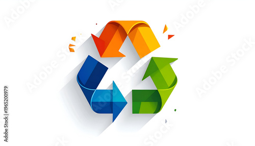 Colorful recycle arrows symbol graphic on white background for environment concept