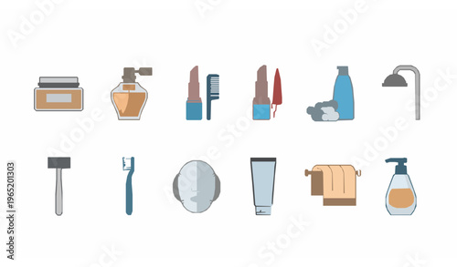 Modern personal care line icon collection with beauty skincare and hygiene elements