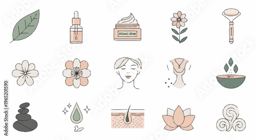 A collection of icons related to spa and wellness treatments.
