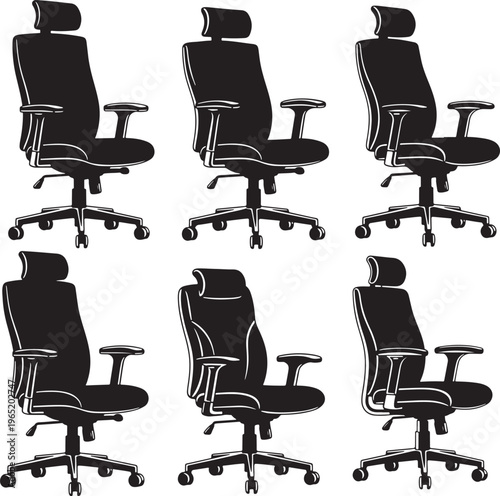 Office Chair Silhouettes Collection: Ergonomic Design and Comfort