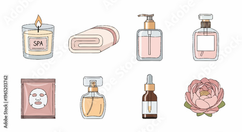 A collection of spa and beauty products.