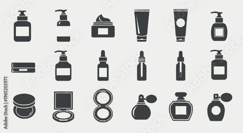 Collection of various cosmetic product icons.