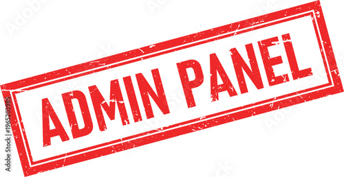 Distressed Admin Panel Text Rubber Stamp Rectangular Red Print on White