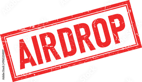 Red Distressed Rubber Stamp Impression with AIRDROP Text on Transparent Background