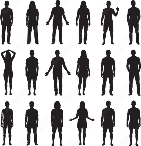 Flat Design Human Silhouettes Set for Diversity and Inclusion Concepts