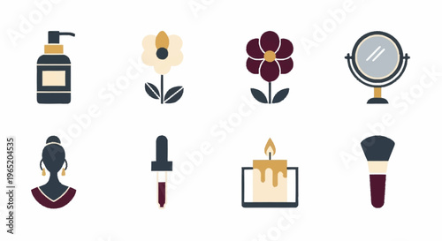 Collection of beauty and makeup icons.