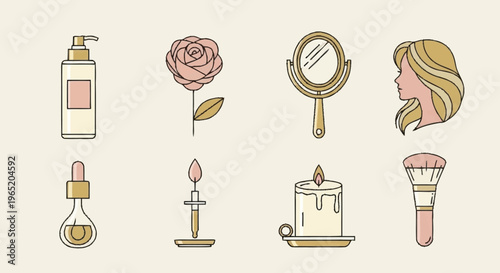 beauty and wellness icons set.