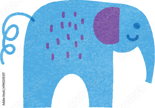 Elephant Animal for Children Illustration Riso Art Style
