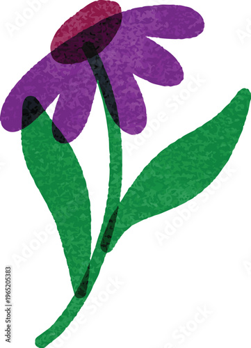 Flower Spring Riso Art Style Illustration