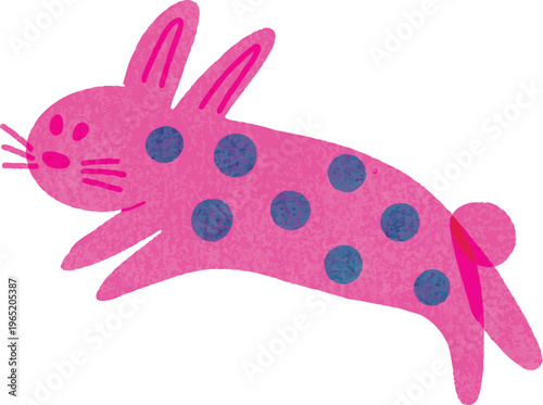 Animal Rabbit Riso Art Style Illustration for Kids Children