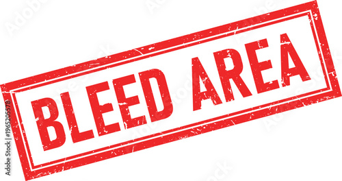 Distressed Red Rubber Stamp of the Text Bleed Area on White