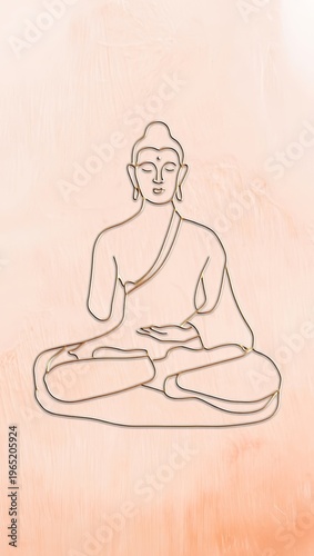 Minimalist Gold Buddha Line Art Meditation