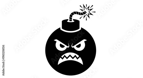 Angry Bomb Cartoon Character Face.