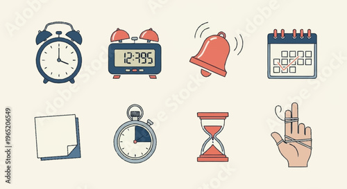 A collection of time management icons.