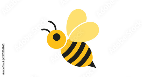 Cartoon Yellow Black Honey Bee.