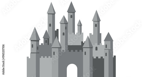Gray Castle Illustration Architecture.