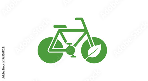 Green bicycle with leaf design.