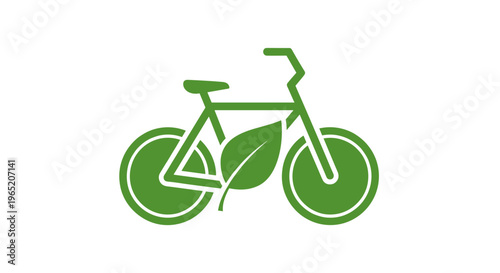 Green bicycle with leaf.