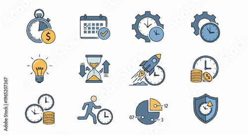 Business icons for productivity and time management.
