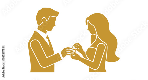 Man giving ring to woman.