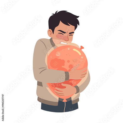 Man showing love and care for the Earth in an emotive hug.