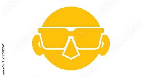 Yellow face with protective gear.