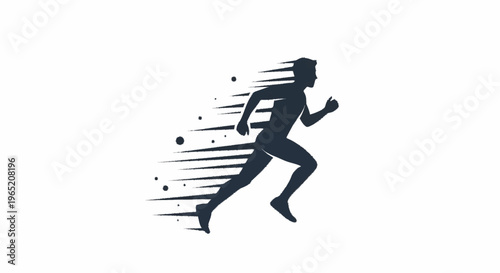 A silhouette of a man running fast.