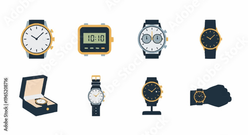 Ecommerce Watch Icons Showcase in Neutral Environment