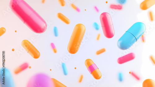 Colorful Floating Medical Capsules