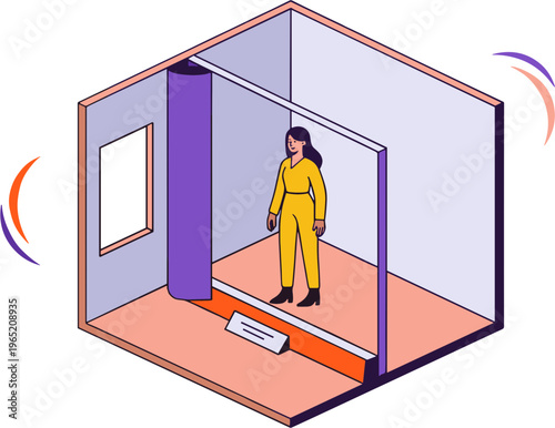 A woman in a hazmat suit enters a contaminated isolation room with caution.