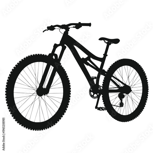 Black mountain bike, bicycle silhouette, vector bike, cycling icon