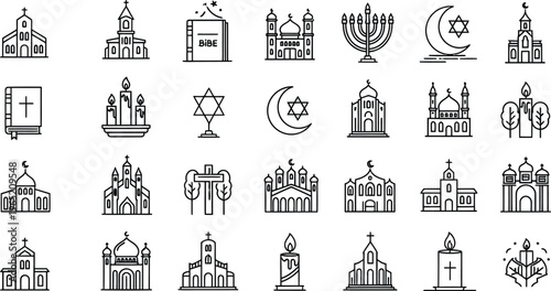 Collection of architectural and religious symbols